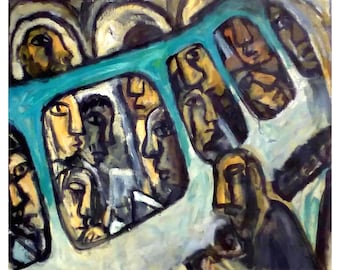 Metro de Paris - 24x28 Oil on Canvas, Original Subway Painting