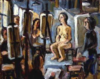 Nude in Light/Studio Scene - Original 8x10 Oil Painting