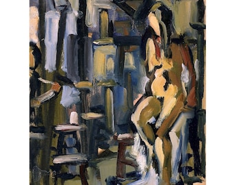 Original Oil Painting - Artist and Model/Studio  - 8x10 on Panel
