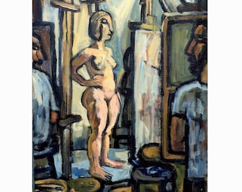 Original Oil Painting - Standing Nude in Studio - 18x24 Oil on Canvas