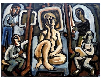 Original Painting - Artists and Model - 18x24 Oil on Canvas