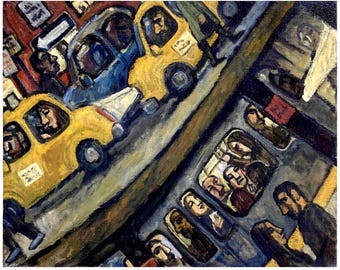 Large Original Painting - Above and Below/NYC - 24x30 Oil on Canvas