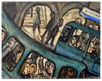 Subway Artwork - This Way/That Way/Paris Metro - 8x10 Oil Painting