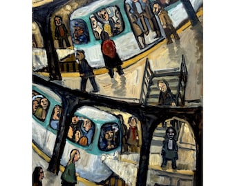 Back and Forth/Paris Metro - Original 16x20 Oil Painting