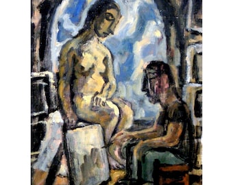 Original Oil Painting - Artist and Model in Studio - 9x12 Oil on Canvas