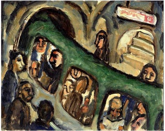 Subway Scene Painting - Little Paris Metro - 8x10 Oil on Canvas