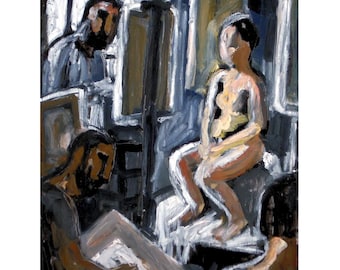Original Painting - Artists and Model in Studio - 11x14 Oil on Panel