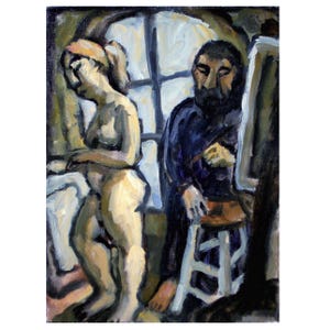 Original Painting - In the Studio/Artist and Model - 8x12 Oil on Canvas