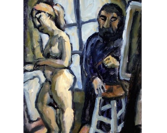 Original Painting - In the Studio/Artist and Model - 8x12 Oil on Canvas
