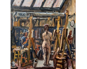 Oil Painting - Artists and Model/Studio Scene - 11x14 Oil on Linen