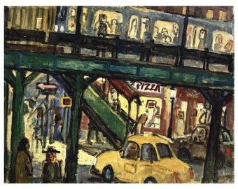 NYC Oil Painting - Bronx Nocturne - Original 11x14 Cityscape
