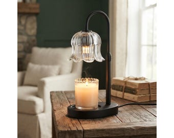 Flower-Shaped Candle Warmer Lamp, Dimmable, Adjustable Height, Timer (Vintage Home Decor)