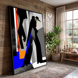 Abstract Figures with Bold Colors Canvas, Modern Geometric Wall Art, Contemporary Home Decor, Fashion Silhouette Canvas Art, Large Statement