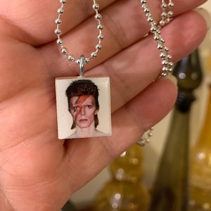 David Bowie Scrabble Tile Pendant With Silver Plated Ball Chain