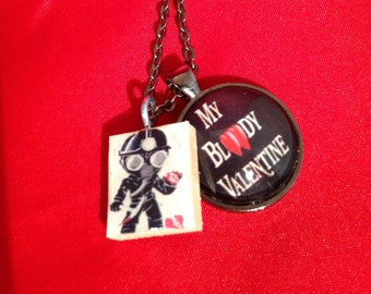 My Bloody Valentine Glass Pendant with Scrabble tile charm