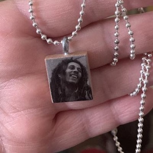 Bob Marley Scrabble Pendant With Silver Plated Ball Chain