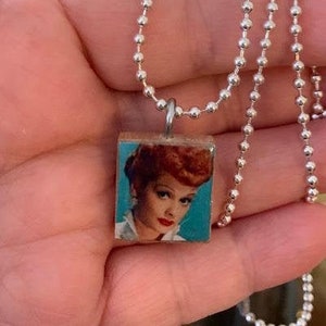 Lucille Ball Scrabble Tile Pendant With Silver Plated Ball Chain
