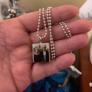 American Gothic Scrabble Tile Pendant With Silver Plated Ball Chain
