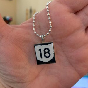 Rte 18 Scrabble Tile Necklace With Silver Plated Ball Chain Necklace