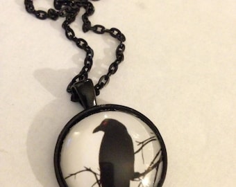 Edgar Allan Poe's The Raven Necklace With Black Rolo Chain