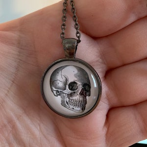 Skull Necklace With 24 Inch Gunmetal Rolo Chain