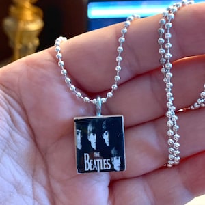 The Beatles Black Album Scrabble Tile Necklace