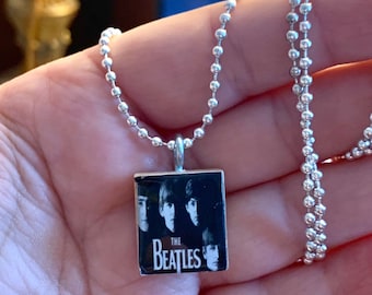 The Beatles Black Album Scrabble Tile Necklace