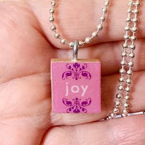 Joy Scrabble Pendant With Silver Plated Ball Chain