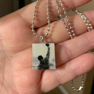 Sylvester Stallone Rocky Scrabble Pendant With Silver Plated Ball Chain
