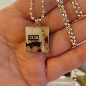 Nine Inch Nails Downward Spiral Scrabble Pendant With 24 Inch Stainless Steel Ball Chain