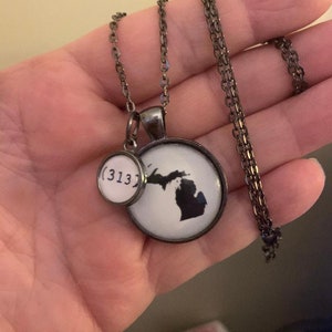 Detroit Michigan Area Code 313 Necklace With Dangle Charm