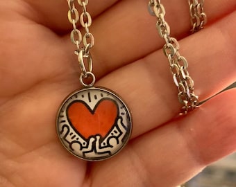 Keith Haring Love Charm Necklace With 24 Inch Rolo Chain