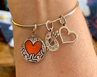 Keith Haring love Bangle Bracelet With Charms