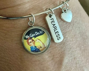 Rosie The Riveter Charm Bracelet