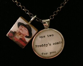 Freddy Kreuger One Two Freddy&#39;s Coming For You Necklace