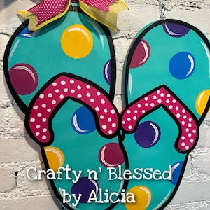 Polka Dot Flip Flops Door Hanger