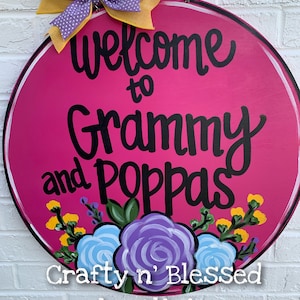 Pink Floral Custom Door Hanger