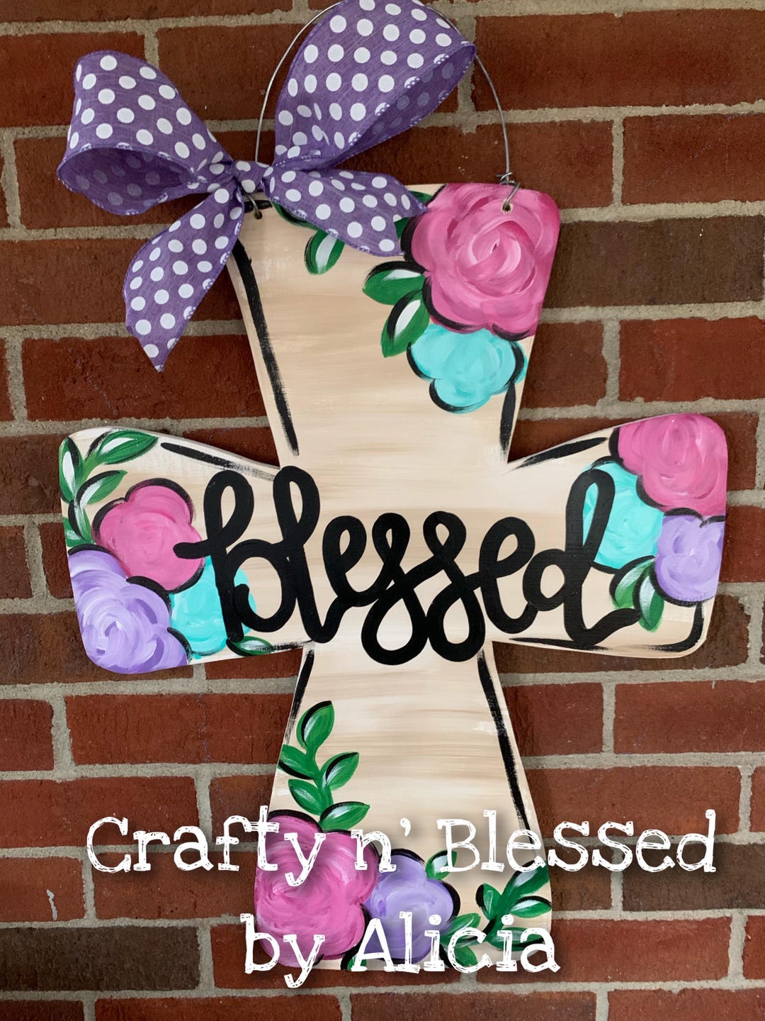 Cross Flowers at Top Door Hanger