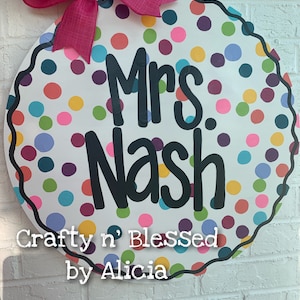 Personalized Confetti Teacher Door Hanger