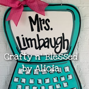 Personalized Laptop Teacher Door Hanger