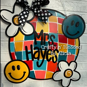 Personalized Disco Ball Teacher Custom Door Hanger