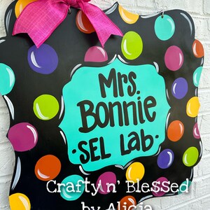 Large Polka Dot Teacher Custom Door Hanger
