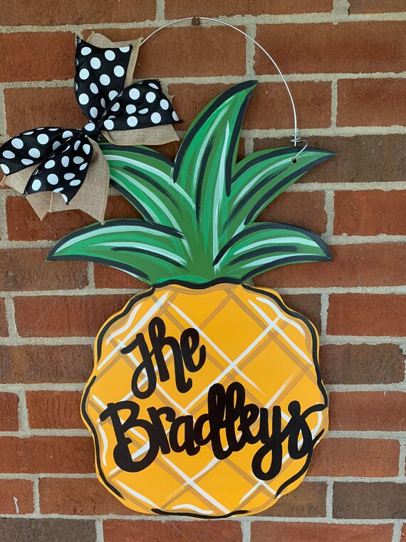 Personalized Pineapple Door Hanger Made to Order Etsy