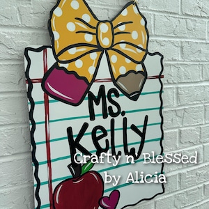 Personalized Teacher Notebook Custom Door Hanger