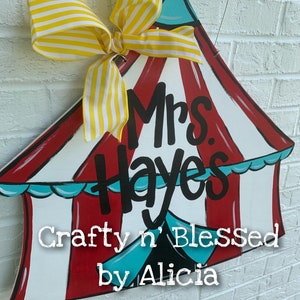 Personalized Circus Tent Teacher Door Hanger