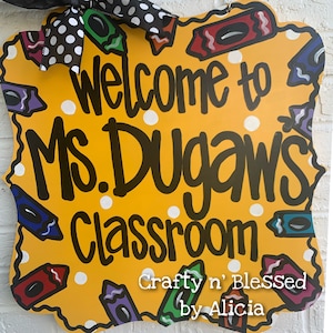 Personalized Crayon Plaque Teacher Door Hanger