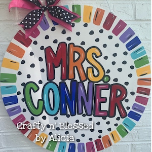 Personalized Bright Colorful Teacher Door Hanger