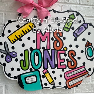 Spotty Dot Colorful Teacher Custom Door Hanger