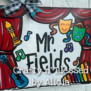 Personalized Music Theater Teacher Door Hanger