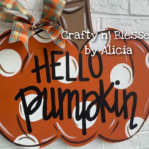 Polka Dot Pumpkin Personalized Door Hanger